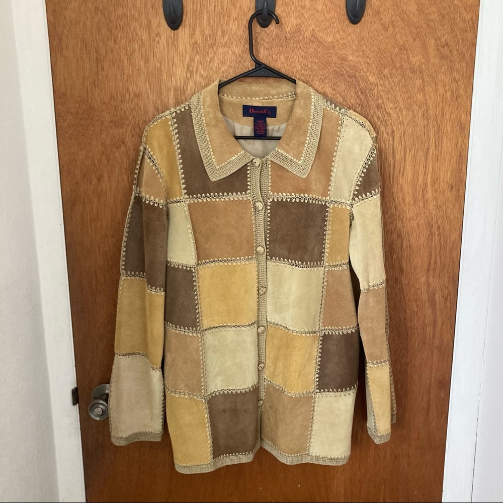 Leather patchwork button shirt